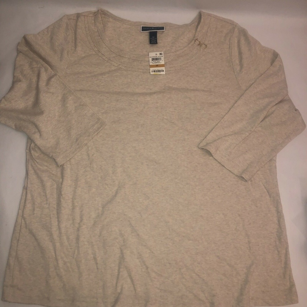 Karen Scott Top Womens Plus Sz 3X 3/4 Sleeve Scoop